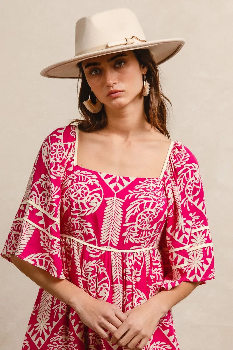 Image of BiBi Aztec Woven Printed Contrast Binding Dress | Queeble.shop