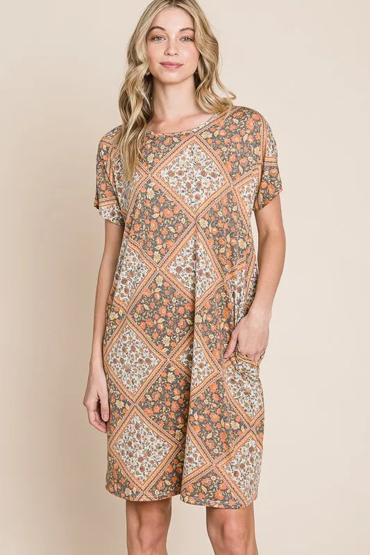 Image of BOMBOM Multicolored Leaves Jacquard Dress | Queeble.shop