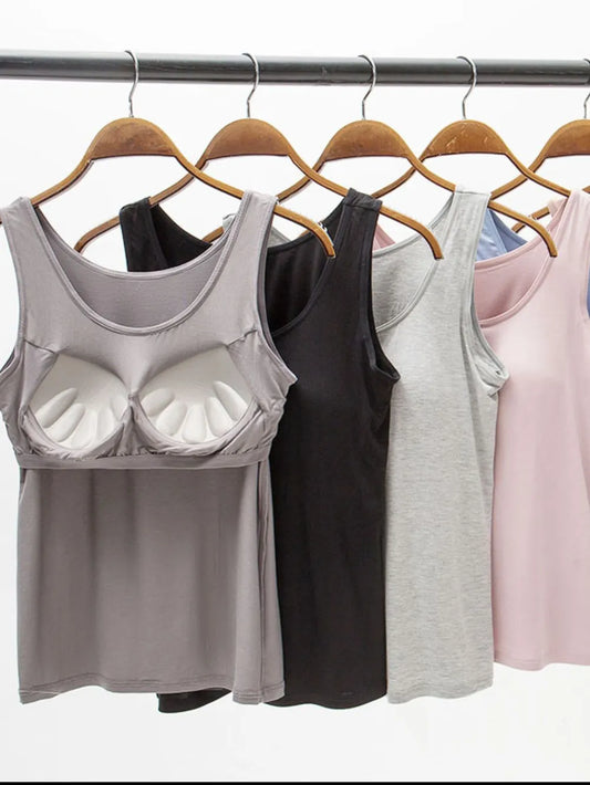 Image of Full Size Wide Strap Modal Tank with Bra | Queeble.shop