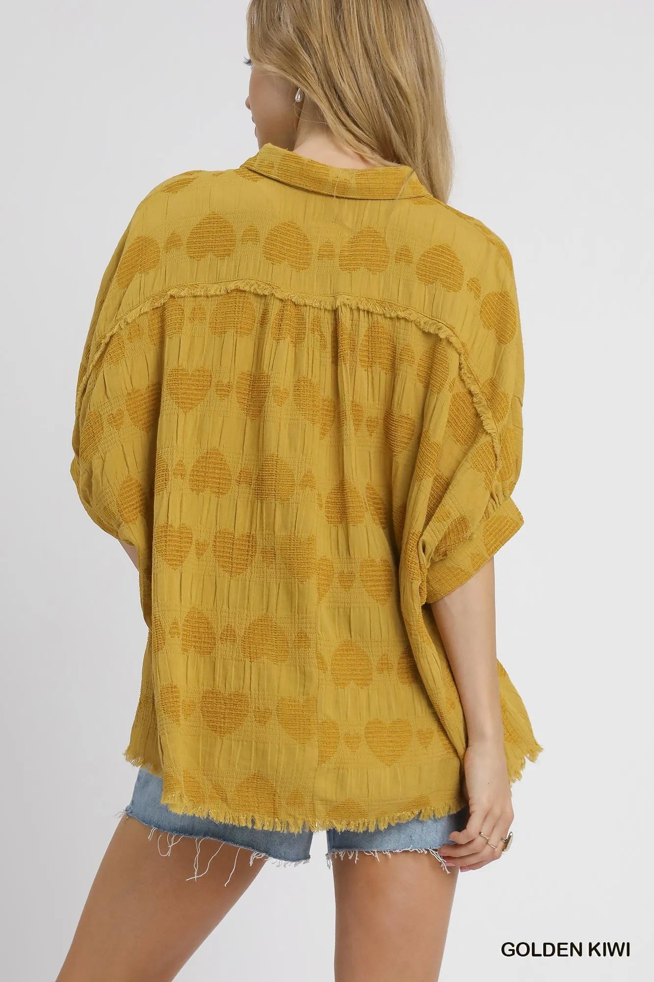 Image of Umgee Jacquard Heart Collared Shirt | Queeble.shop