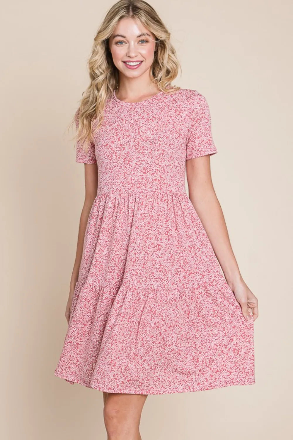 Image of BOMBOM Printed Short Sleeve Mini Dress | Queeble.shop