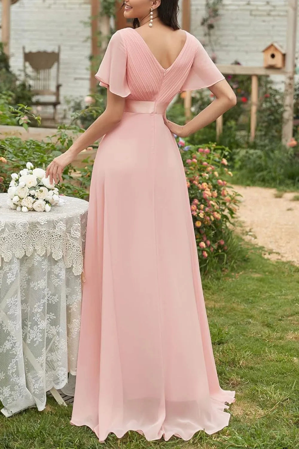 Image of Surplice Flutter Sleeve Maxi Dress | Queeble.shop