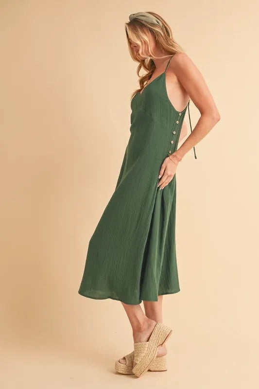 Image of Aemi+Co Side Button Midi Cami Dress | Queeble.shop