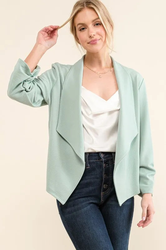 Image of And The Why Stretch Non-Wrinkled Basic Open-Front Blazer | Queeble.shop