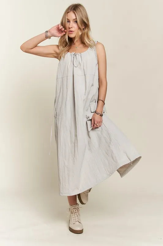 Image of ADORA Drawstring Slit Back Cargo Dress | Queeble.shop