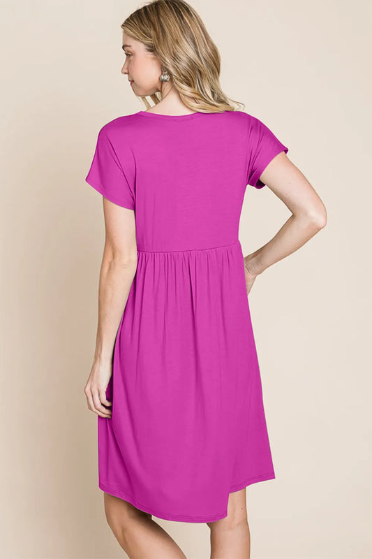Image of BOMBOM V-Neck Short Sleeve Dress | Queeble.shop