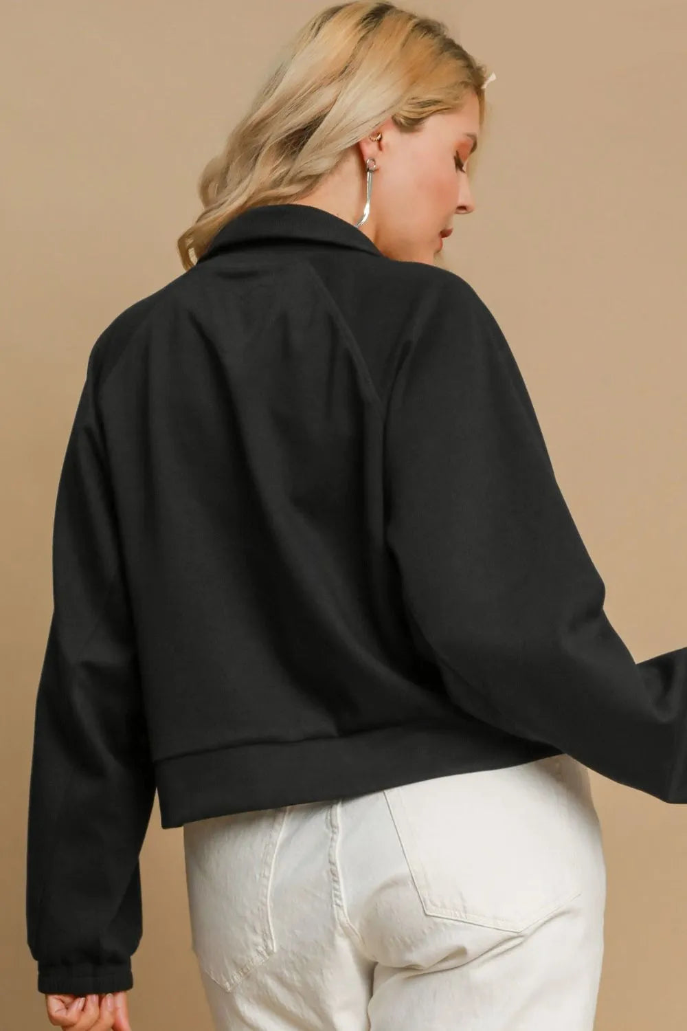 Image of Umgee Full Size Half Zip Cropped Sweatshirt Plus Size | Queeble.shop
