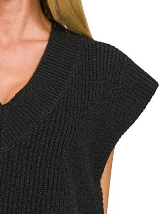 Image of Zenana Oversized Sweater Vest with Side Slit | Queeble.shop
