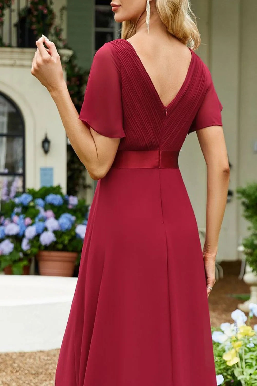 Image of Surplice Flutter Sleeve Maxi Dress | Queeble.shop