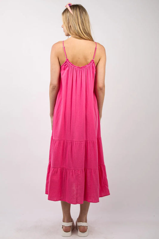 Image of VERY J Ruffled A-Line Midi Cami Dress | Queeble.shop