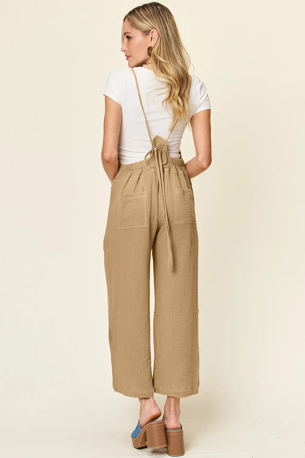 Image of Double Take Full Size Texture Sleeveless Wide Leg Overall | Queeble.shop