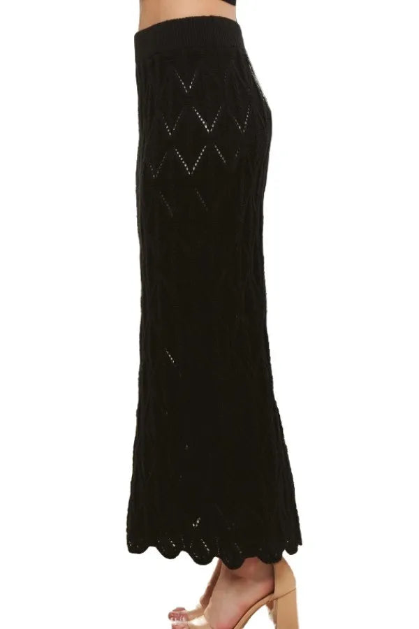 Image of ADORA Scallop Trim Detail Knit Skirt | Queeble.shop