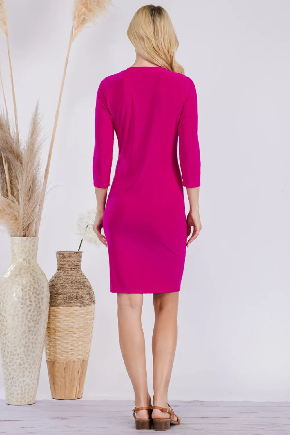 Image of Celeste Full Size Round Neck Long Sleeve Slim Dress | Queeble.shop