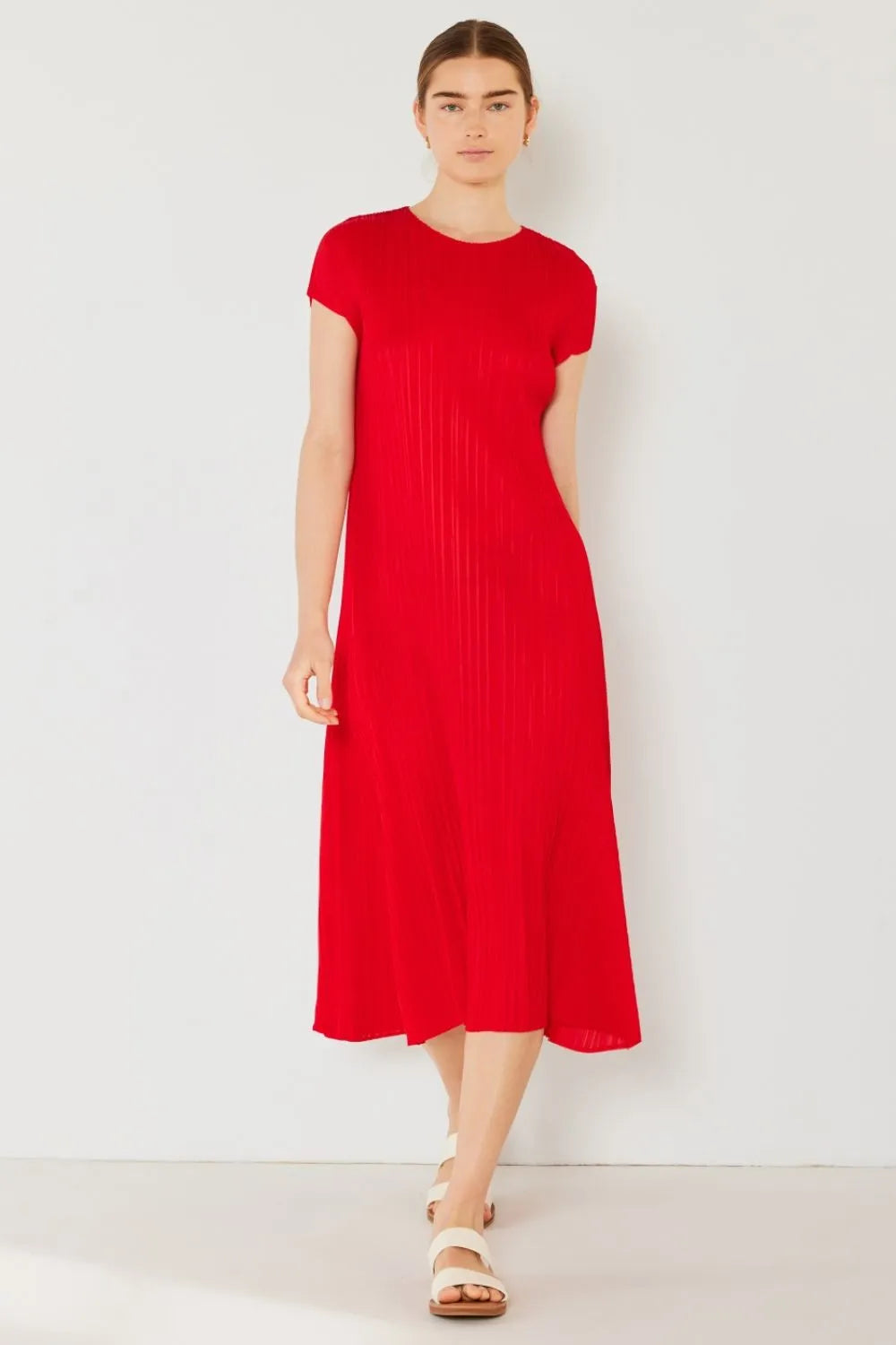 Image of Marina West Swim Pleated Cap Sleeve A-Line Dress | Queeble.shop