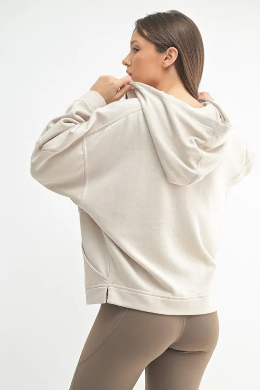 Image of MONO B Drift Burnout Fleece Snap Hoodie | Queeble.shop