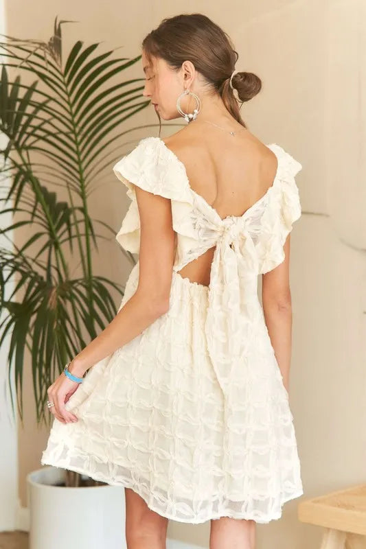 Image of ADORA Tie Back V-Neck Ruffle Sleeve Dress | Queeble.shop