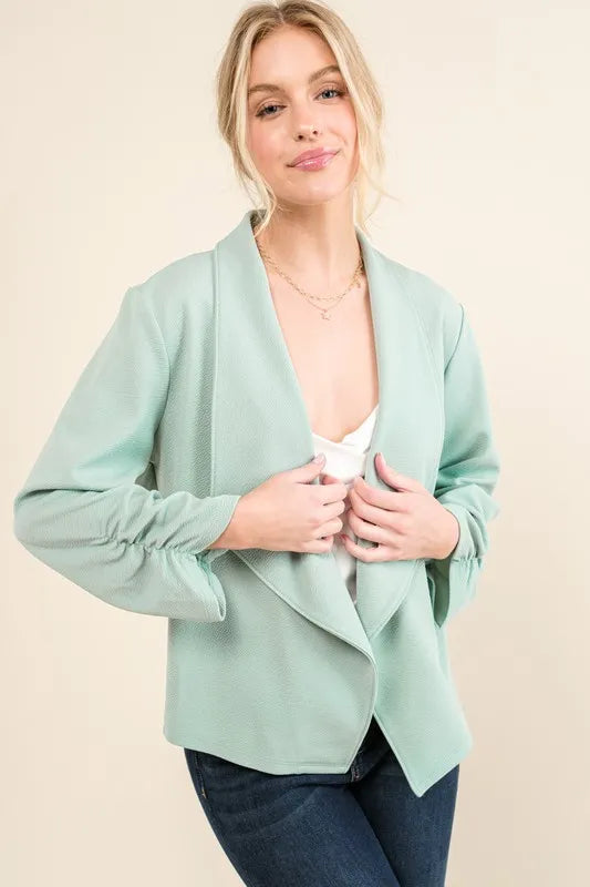 Image of And The Why Stretch Non-Wrinkled Basic Open-Front Blazer | Queeble.shop