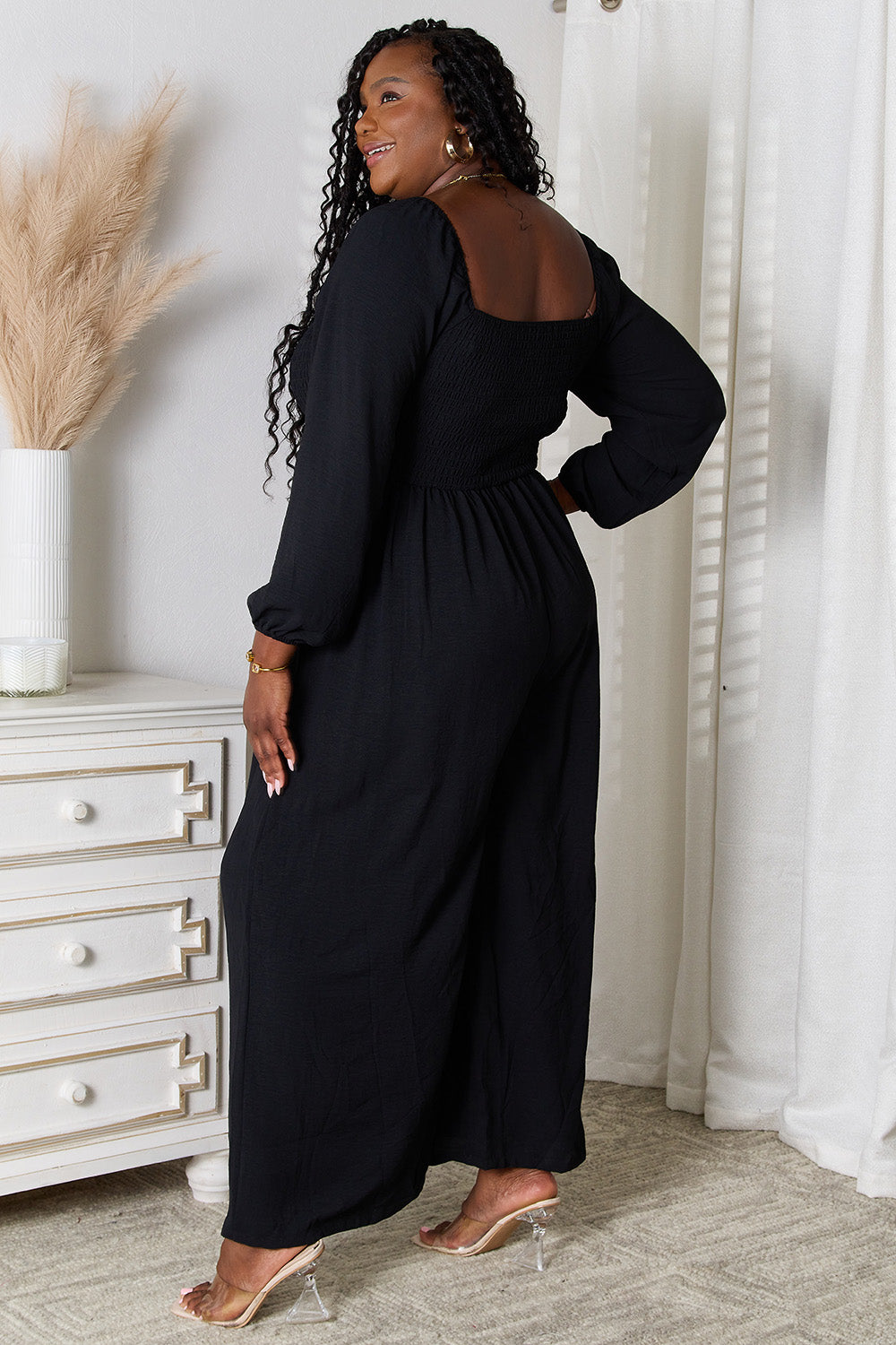 Image of Double Take Square Neck Jumpsuit with Pockets | Queeble.shop