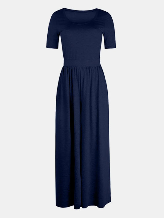 Image of Scoop Neck Short Sleeve Jumpsuit | Queeble.shop