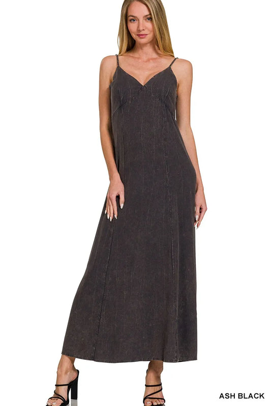 Image of Zenana Mineral Washed Rayon Challis Cami Dress | Queeble.shop