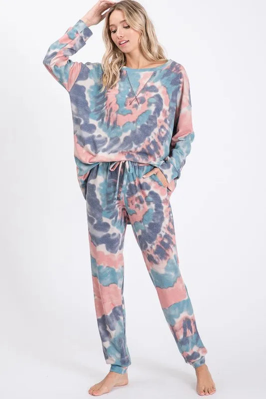 Image of BiBi Tie Dye French Terry Casual Pants | Queeble.shop