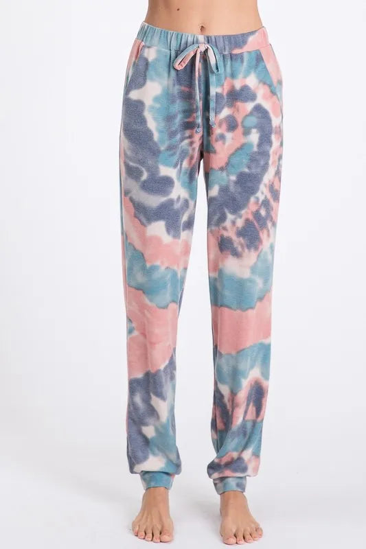 Image of BiBi Tie Dye French Terry Casual Pants | Queeble.shop