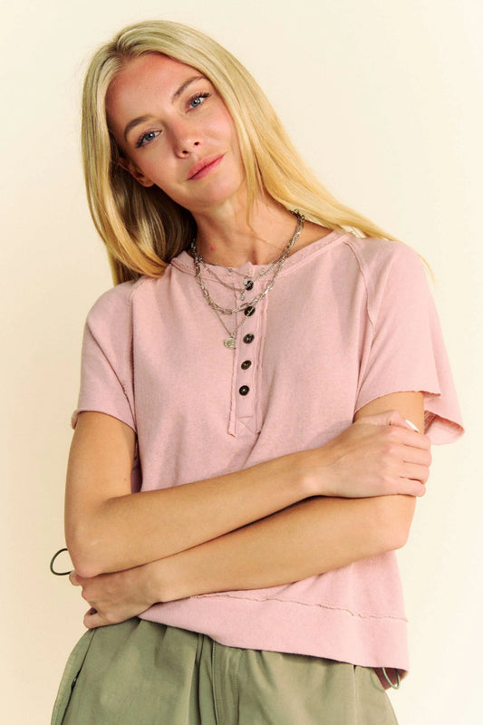 Image of Davi & Dani Breezy Knit Fabric Short Sleeve T-shirt Top | Queeble.shop