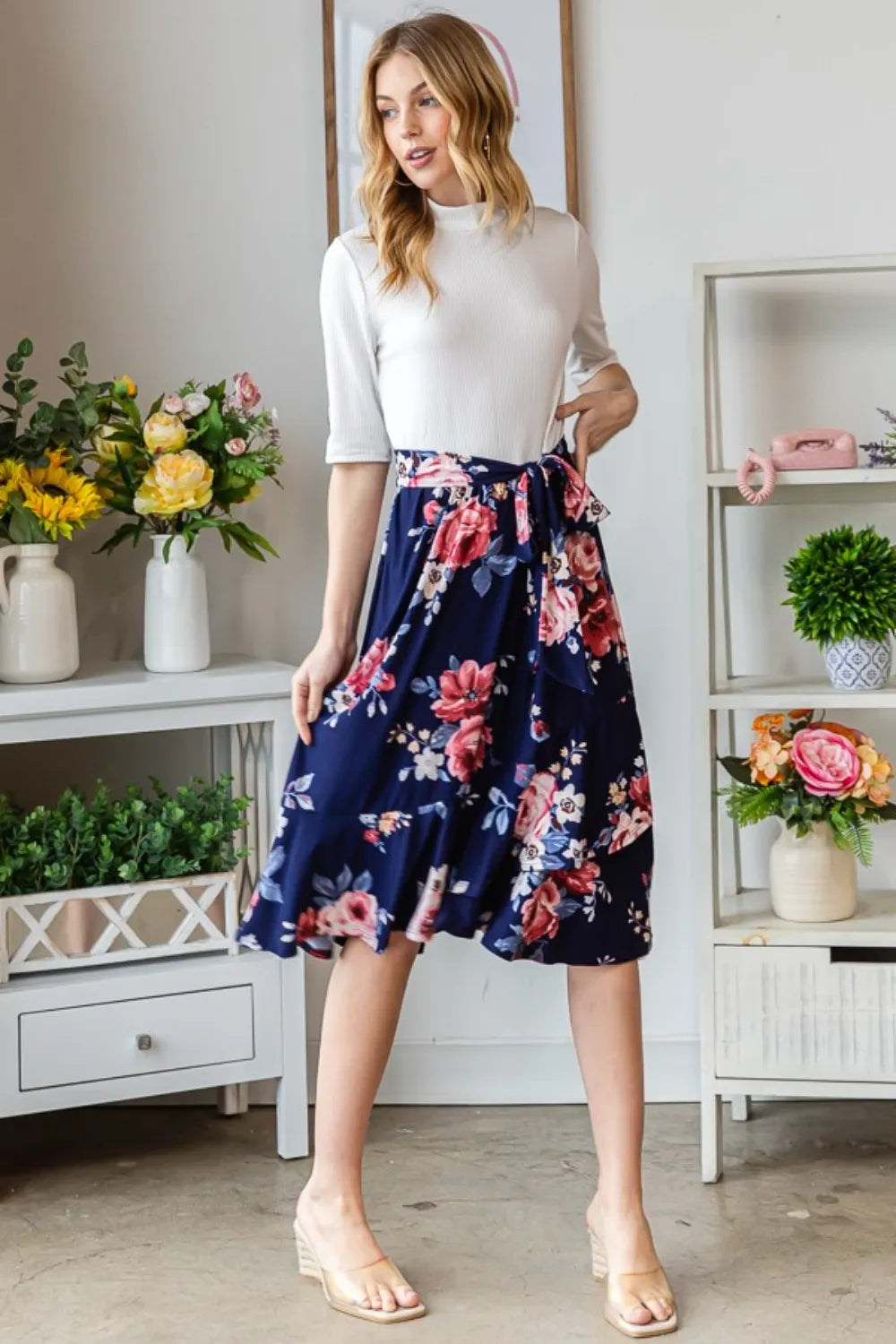 Image of Reborn J Floral Wrap Ruffled Dress | Queeble.shop