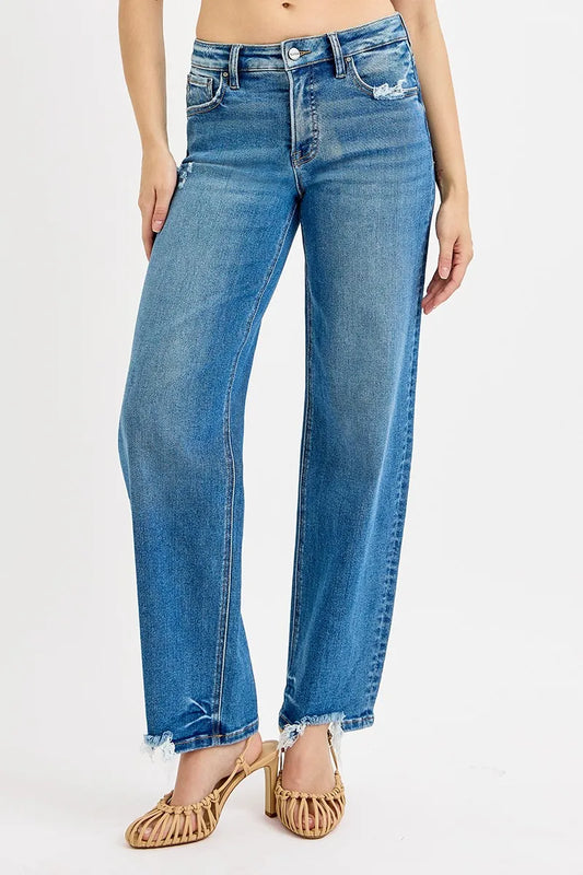 Image of RISEN Full Size Mid Rise Baggy Jeans Plus Size | Queeble.shop