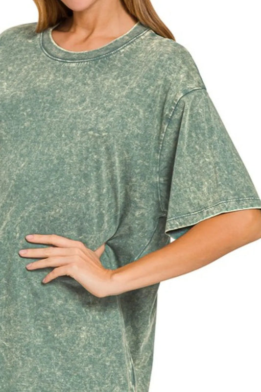 Image of Zenana Washed Short Sleeve Top | Queeble.shop