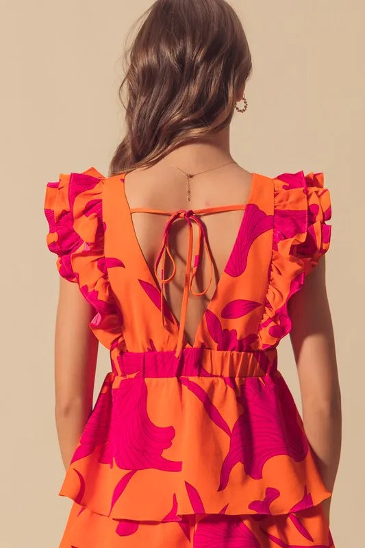 Image of SO ME Floral V Neck Layered Dress with Elasticized Waist | Queeble.shop
