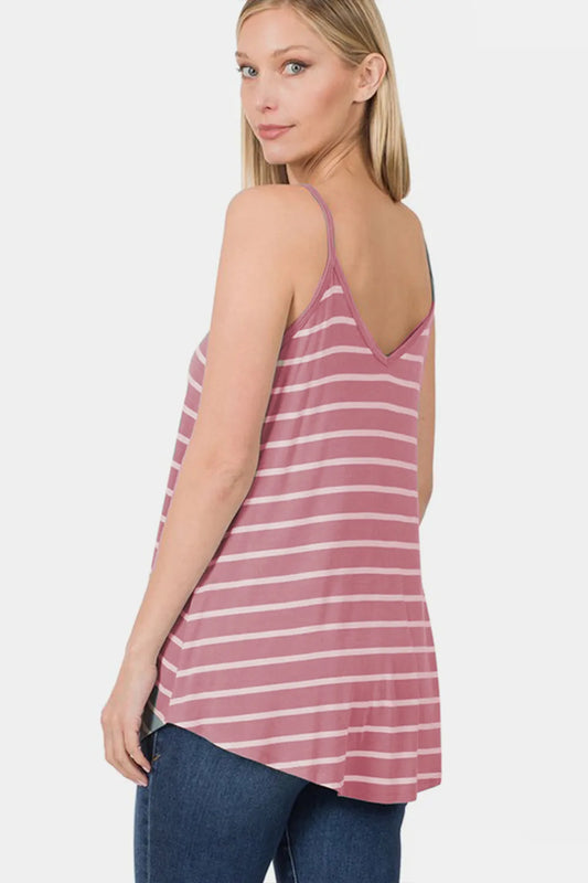 Image of Zenana Striped Curved Hem Cami | Queeble.shop