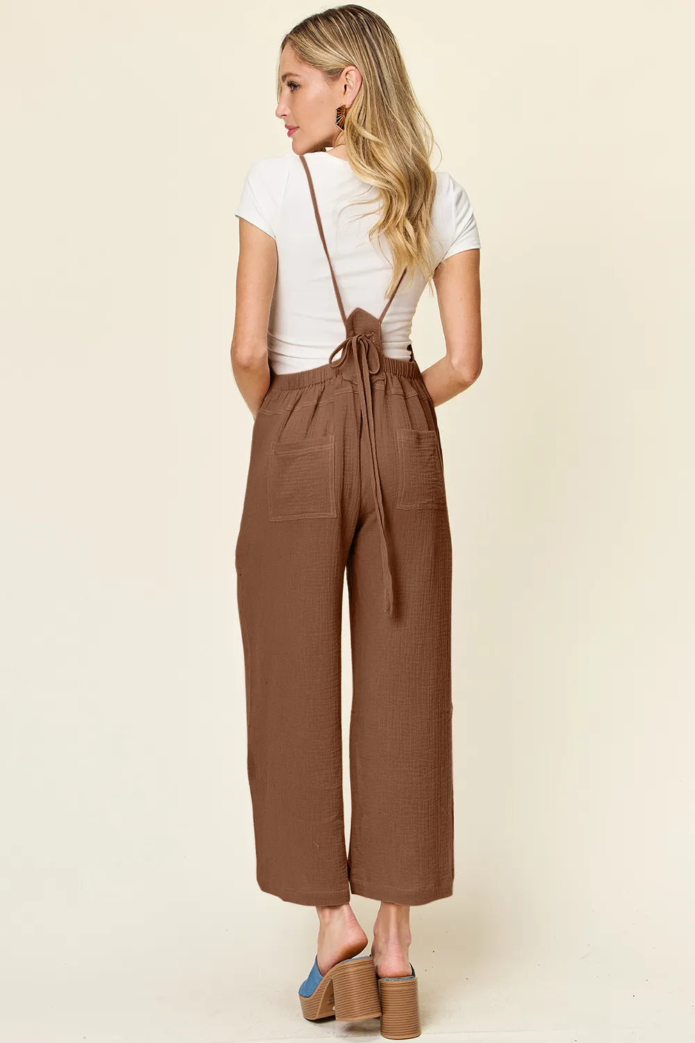 Image of Double Take Full Size Texture Sleeveless Wide Leg Overall | Queeble.shop