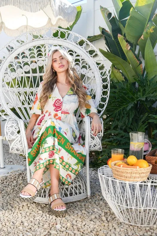 Image of VERY J Button Down Printed Midi Dress | Queeble.shop