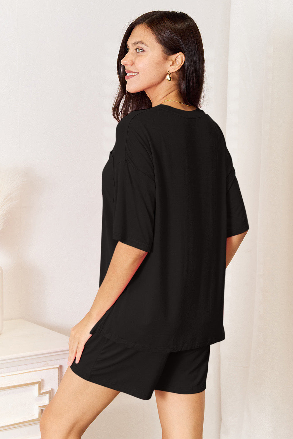 Image of Basic Bae Full Size Soft Rayon Half Sleeve Top and Shorts Set | Queeble.shop