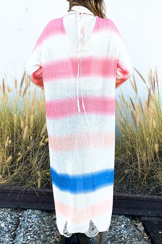 Image of And The Why Multi Gradation Dye Maxi Cardigan Sweater | Queeble.shop