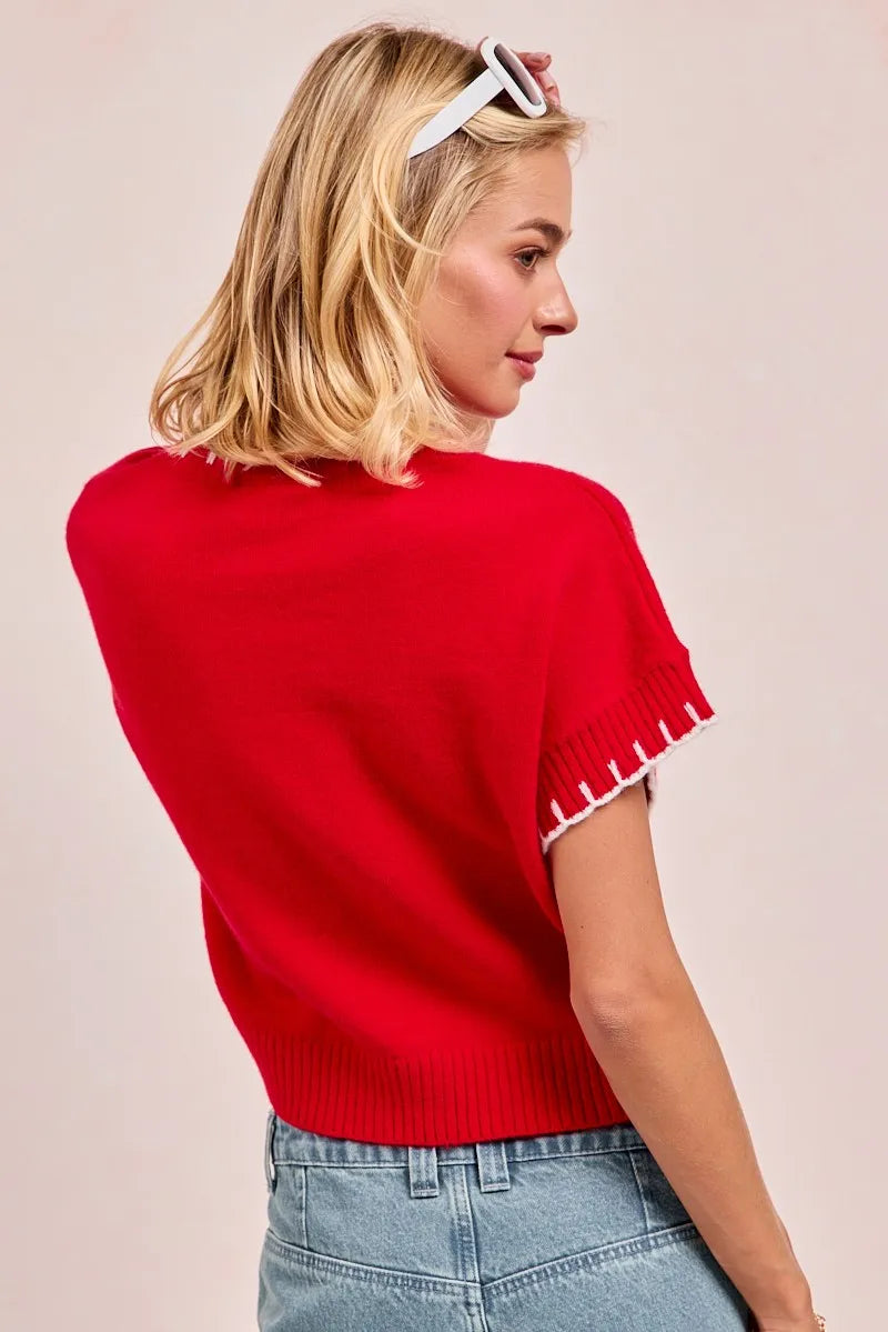 Image of BiBi Gameday Sequin Football Embroidered Stitch Sweater | Queeble.shop