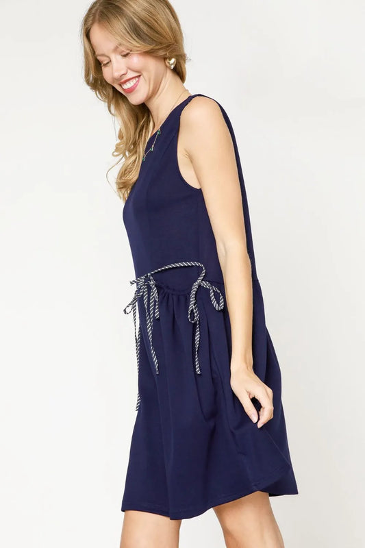 Image of Umgee Round Neck Sleeveless Tank Dress with Pockets | Queeble.shop