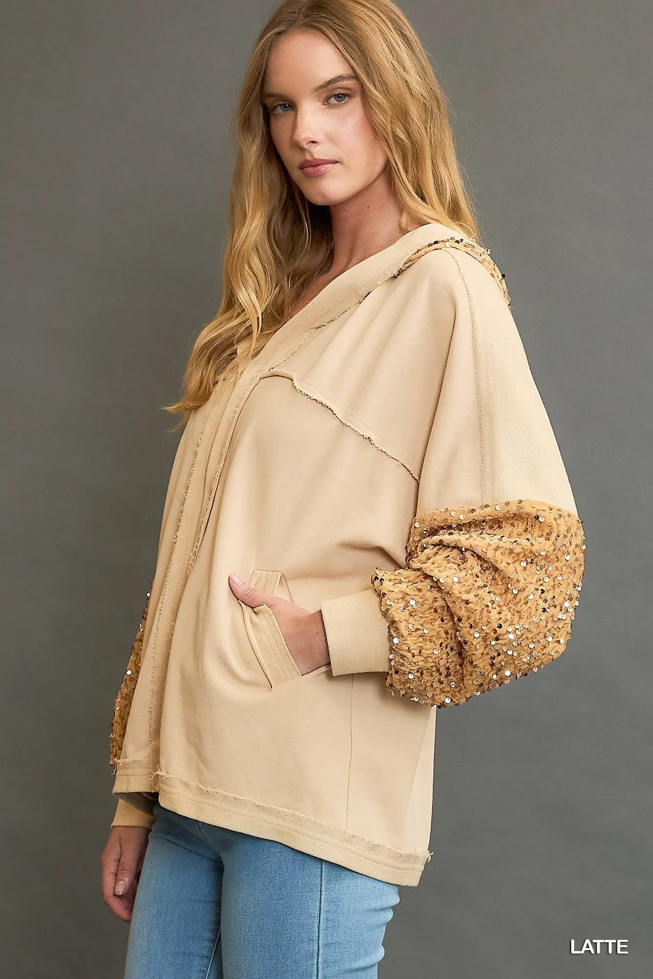 Image of Umgee Sequined French Terry Jacket | Queeble.shop