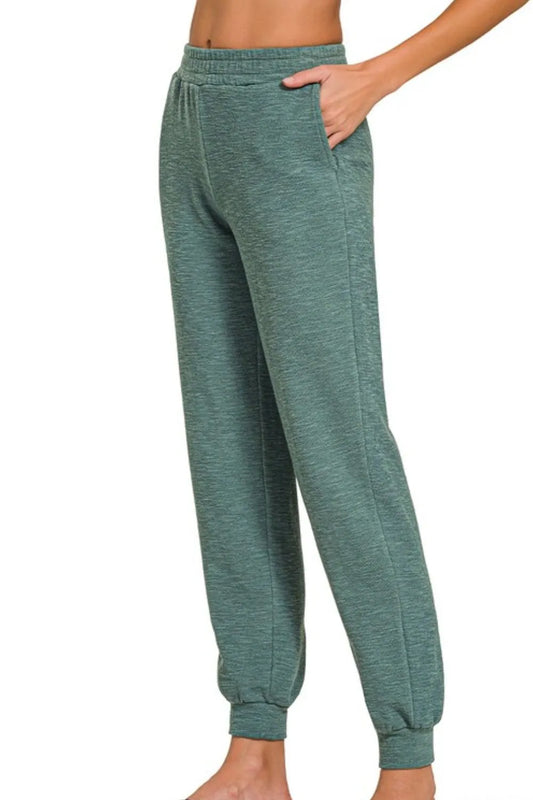 Image of Zenana Cotton Slub Jogger Pants | Queeble.shop