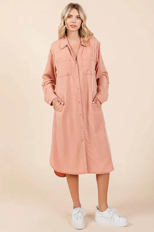 Image of Mittoshop Button Down Long Sleeve Shirt Dress | Queeble.shop
