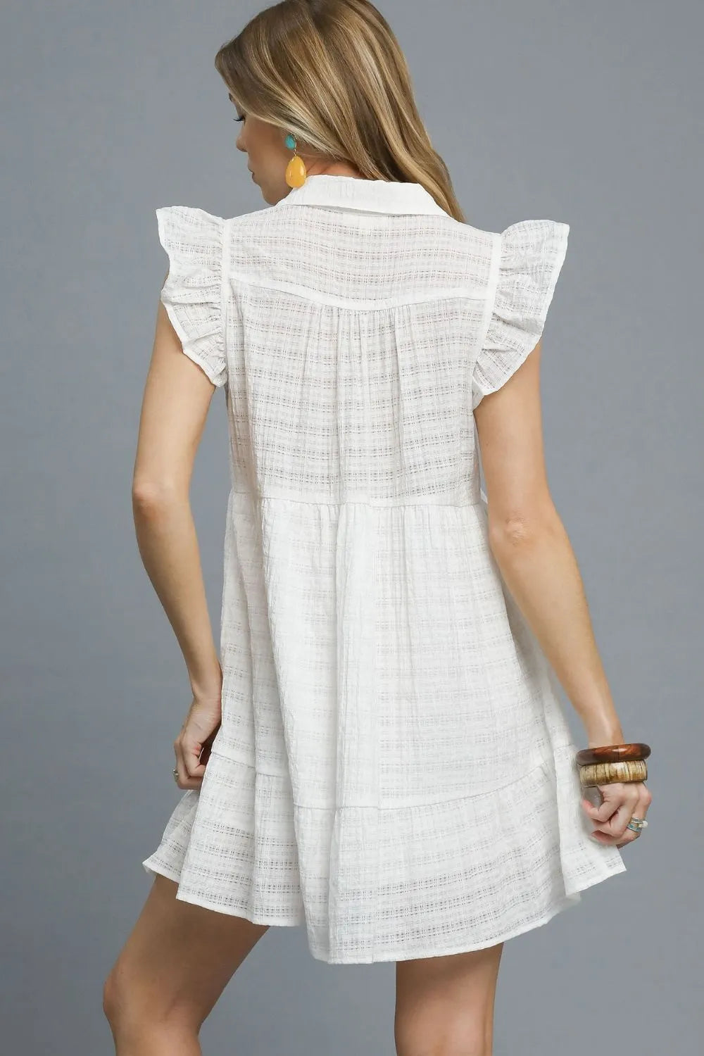 Image of Umgee Ruffle Cap Sleeve Textured Mini Dress | Queeble.shop