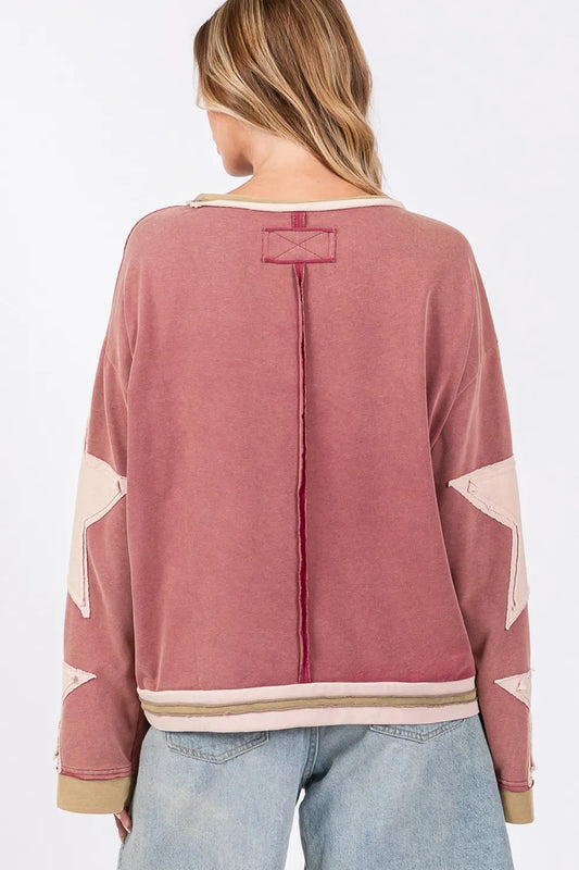 Image of SAGE + FIG French Terry Star Applique Patch Sweatshirt | Queeble.shop