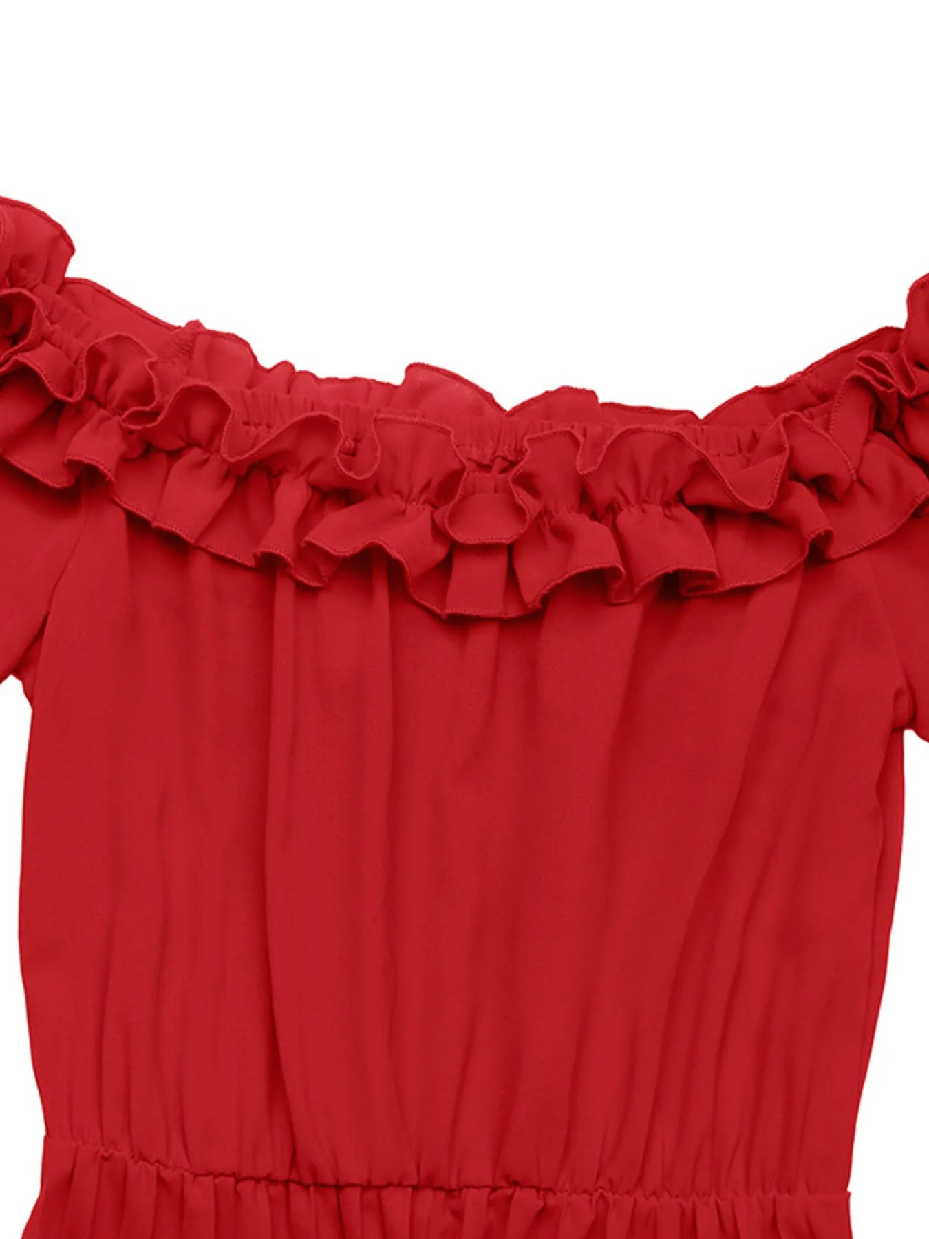 Image of Off-Shoulder Ruffle Pleated Midi Dress | Queeble.shop
