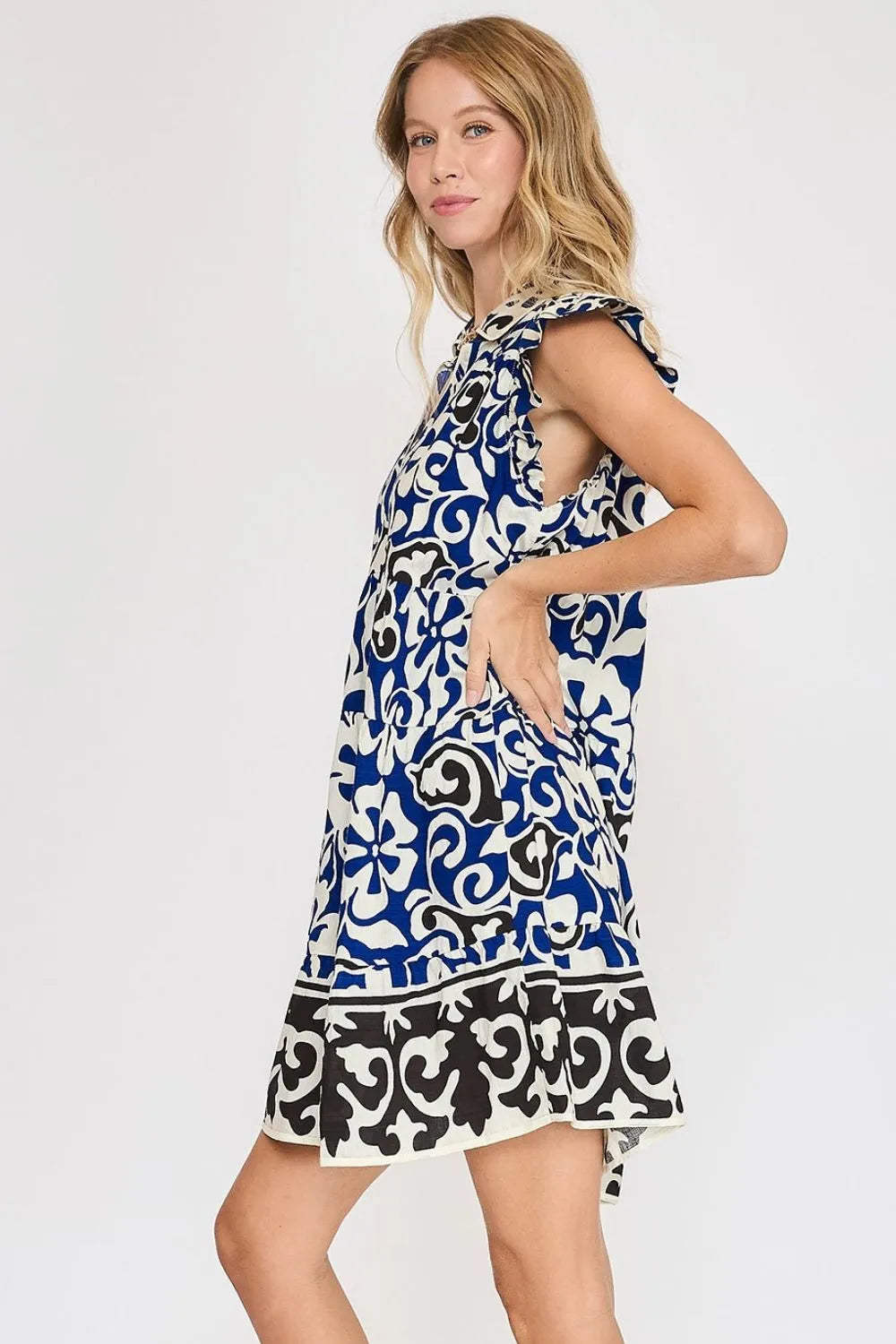 Image of Umgee Floral Ruffled Cap Sleeve Tiered Dress | Queeble.shop