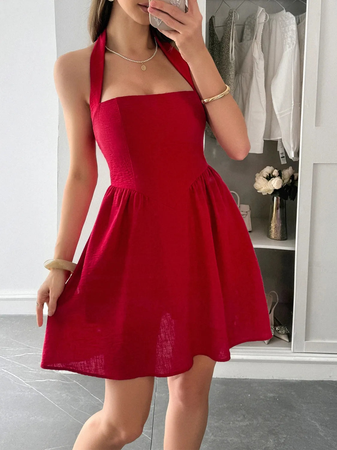 Image of Halter Neck Summer Mini Dress | Queeble.shop