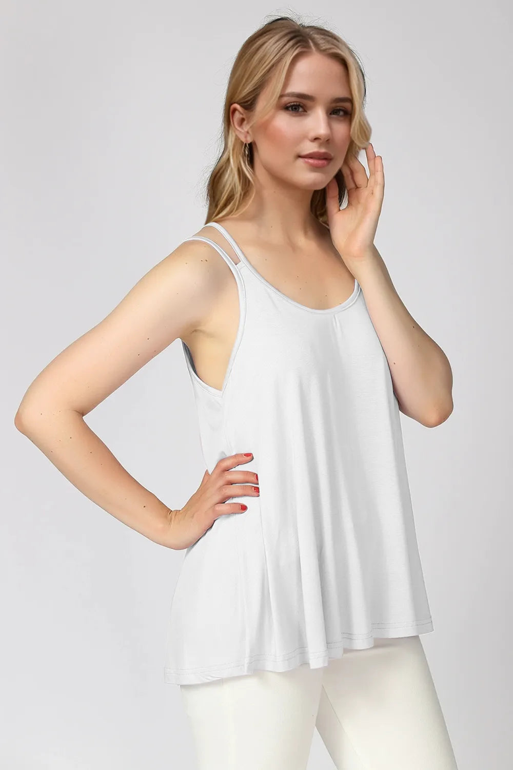 Image of Basic Bae Bamboo Scoop Neck Double Spaghetti Straps Cami | Queeble.shop