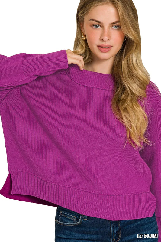 Image of Zenana Wide Neck Band Drop Shoulder Sweater | Queeble.shop