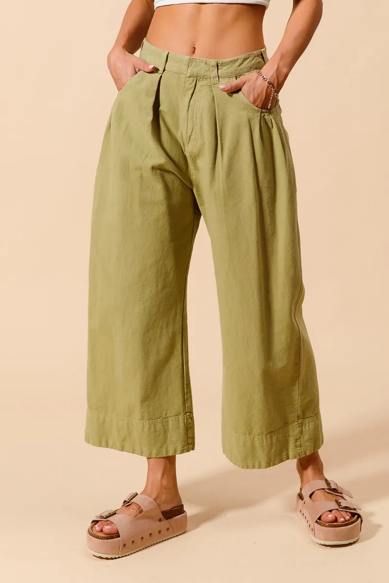 Image of SO ME Mid Rise Wide Leg Chino Pants With Pockets | Queeble.shop