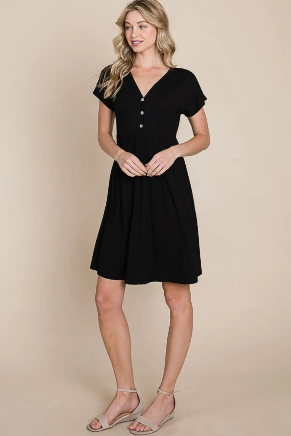 Image of BOMBOM V-Neck Short Sleeve Dress | Queeble.shop